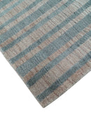 Hand Made 8x10 Modern Stripes Peach, Gray and Silver Blended Wool Area Rug