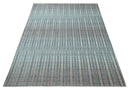 Hand Made 8x10 Modern Stripes Peach, Gray and Silver Blended Wool Area Rug