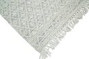 Modern Geometrical White Dhurrie Wool Area Rug