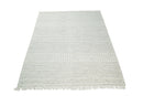 Modern Geometrical White Dhurrie Wool Area Rug