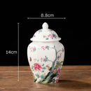 Hand-painted floral white porcelain tea canister kitchen storage jar