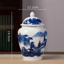 Hand-painted floral white porcelain tea canister kitchen storage jar