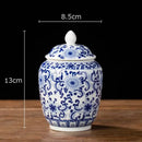 Hand-painted floral white porcelain tea canister kitchen storage jar