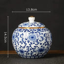 Hand-painted floral white porcelain tea canister kitchen storage jar