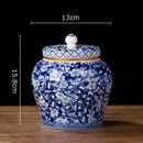 Hand-painted floral white porcelain tea canister kitchen storage jar