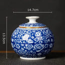 Hand-painted floral white porcelain tea canister kitchen storage jar