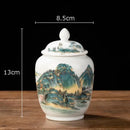 Hand-painted floral white porcelain tea canister kitchen storage jar