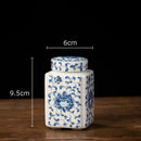 Hand-painted floral white porcelain tea canister kitchen storage jar