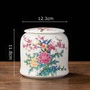 Hand-painted floral white porcelain tea canister kitchen storage jar