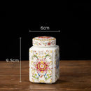 Hand-painted floral white porcelain tea canister kitchen storage jar
