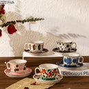 Hand-painted flowers pattern ceramic cup and saucer set – dining room