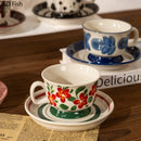 Hand-painted flowers pattern ceramic cup and saucer set – dining room