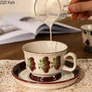 Hand-painted flowers pattern ceramic cup and saucer set – dining room