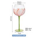 Hand painted glass goblet set pink & yellow floral dining room decor