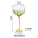 Hand painted glass goblet set pink & yellow floral dining room decor