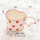 Hand painted heart handle pink polka dot love mug kitchen saucer set