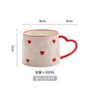 Hand painted heart handle pink polka dot love mug kitchen saucer set