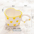 Hand painted heart handle pink polka dot love mug kitchen saucer set