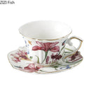 Hand painted iris flower porcelain tea cup – dining room tableware