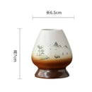 Hand painted white & brown landscape ceramic matcha whisk holder stand