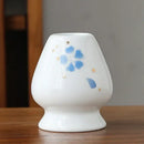 Hand painted white & brown landscape ceramic matcha whisk holder stand