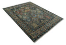 Hand Spun Wool Traditional Legacy Oushak Blue, Rust and Charcoal Area Rug