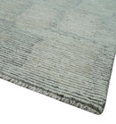 Hand Tufted 8x10 Ivory, Olive and Charcoal Modern Abstract Stripes Design Rug