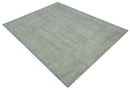 Hand Tufted 8x10 Ivory, Olive and Charcoal Modern Abstract Stripes Design Rug