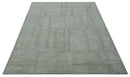 Hand Tufted 8x10 Ivory, Olive and Charcoal Modern Abstract Stripes Design Rug