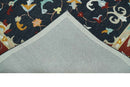 Hand Tufted Black, Rust and Beige Persian Style Wool Area Rug
