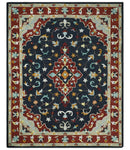 Hand Tufted Black, Rust and Beige Persian Style Antique Oriental Wool Area Rug