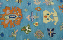Hand Tufted Blue and Ivory Multi Size Modern Colorful Oushak Rug