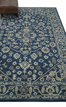 Hand Tufted Blue, Beige and Ivory 5x8 Heriz Serapi style Rug, Kids, Living Room and Bedroom Rug | TRD644158S