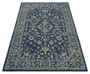 Hand Tufted Blue, Beige and Ivory 5x8 Heriz Serapi style Rug, Kids, Living Room and Bedroom Rug | TRD644158S