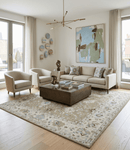 Hand Tufted Earthy Camel and Beige 8x10 Traditional Oushak Rug