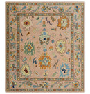 Hand Tufted Pink Peach and Gold Modern Colorful Oushak Rug