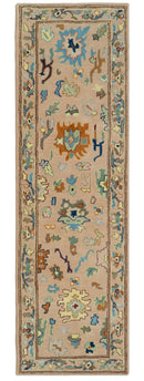 Hand Tufted Pink Peach and Gold Modern Colorful Oushak Rug