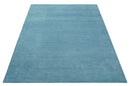 Hand Tufted Solid Plane Light Blue Woolen 8x10 wool Area Rug