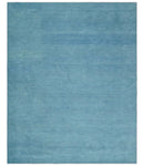 Hand Tufted Solid Plane Light Blue Woolen 8x10 wool Area Rug