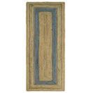 Hand Woven Natural Fiber Blue and Brown Natural Jute Rug