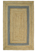 Hand Woven Natural Fiber Blue and Brown Natural Jute Rug