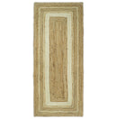 Hand Woven Natural Fiber White and Brown Natural Jute Rug