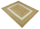 Hand Woven Natural Fiber White and Brown Natural Jute Rug