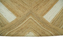 Hand Woven Natural Fiber White and Brown Natural Jute Rug