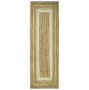 Hand Woven Natural Fiber White and Brown Natural Jute Rug