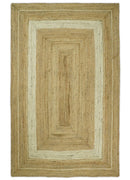 Hand Woven Natural Fiber White and Brown Natural Jute Rug