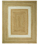Hand Woven Natural Fiber White and Brown Natural Jute Rug
