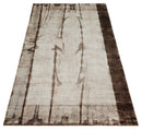 5x8 Hand Woven Beige and Brown Modern Floral Art Silk Rug