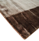 5x8 Hand Woven Beige and Brown Modern Floral Art Silk Rug