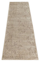 2.8x10 Hand Woven Brown Modern Floral Art Silk Rug